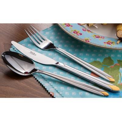 ناب استیل سرویس قاشق و چنگال 30 پارچه چوبی دور طلا مدل پالرمو ناب استیل Nab Steel palermo 30 Pcs